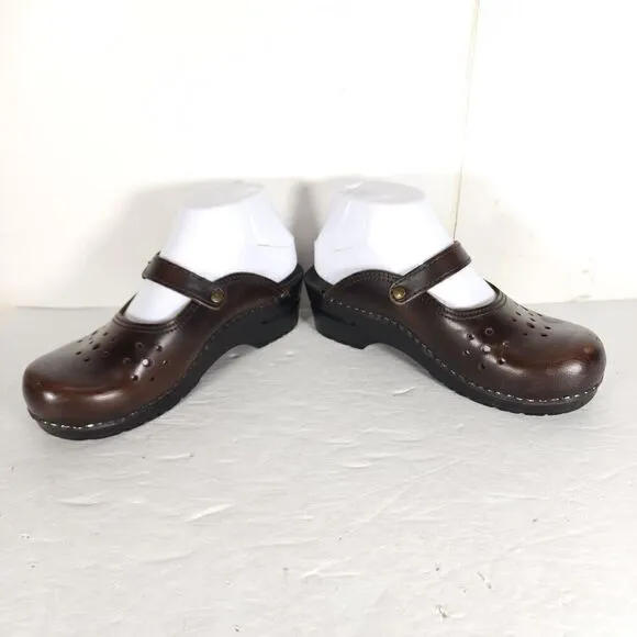 Dansko Women's Merie EU38 US 7-7,5 Brown Oiled Leather Open Back Clogs Shoes