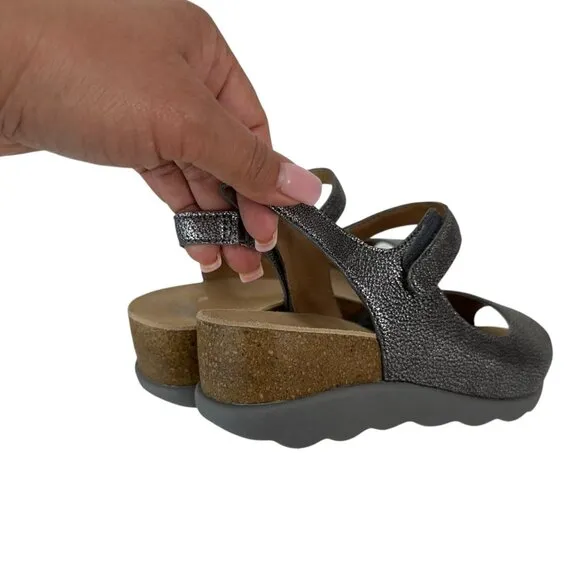 Dansko Womens Slingback Wedge Sandals Metallic Gray Open Toe Comfort Shoes SZ 36