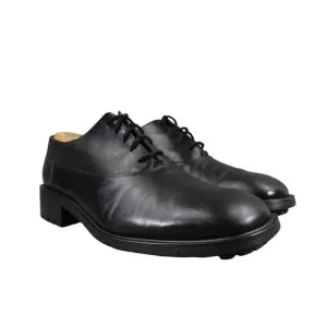 David &amp; Joan Shoes Men 10.5 Oxford Classic Lug Sole Leather Black Vintage Formal