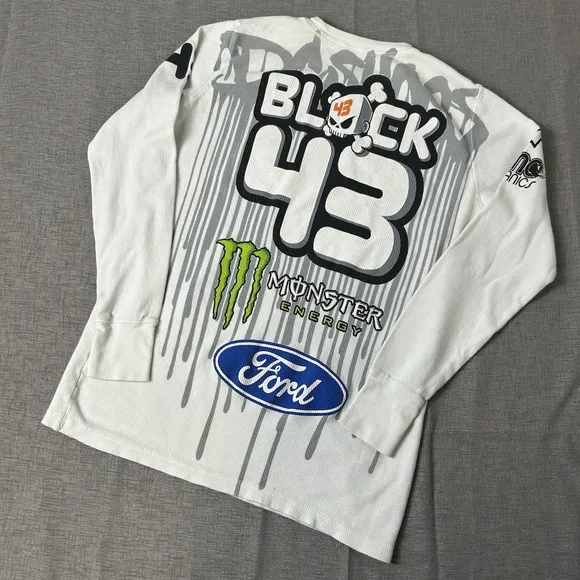 DC Shoes Ken Block 43 Monster Waffle Thermal Graphic T-shirt Men Small White