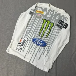 DC Shoes Ken Block 43 Monster Waffle Thermal Graphic T-shirt Men Small White