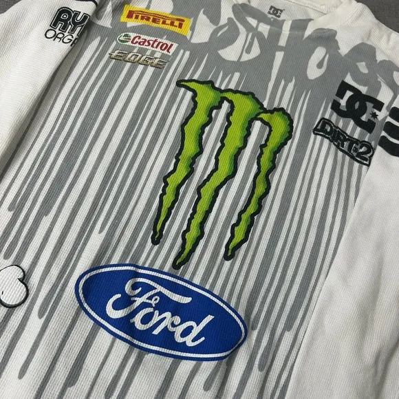 DC Shoes Ken Block 43 Monster Waffle Thermal Graphic T-shirt Men Small White