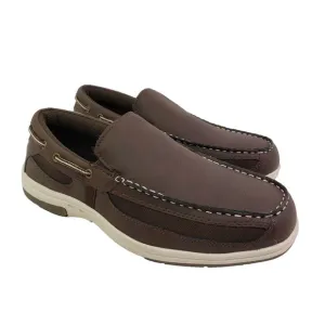 Deer Stags Mens Size 9 Dark Brown Bowen Memory Foam Slip On Boat Loafer Shoes