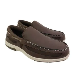 Deer Stags Mens Size 9 Dark Brown Bowen Memory Foam Slip On Boat Loafer Shoes