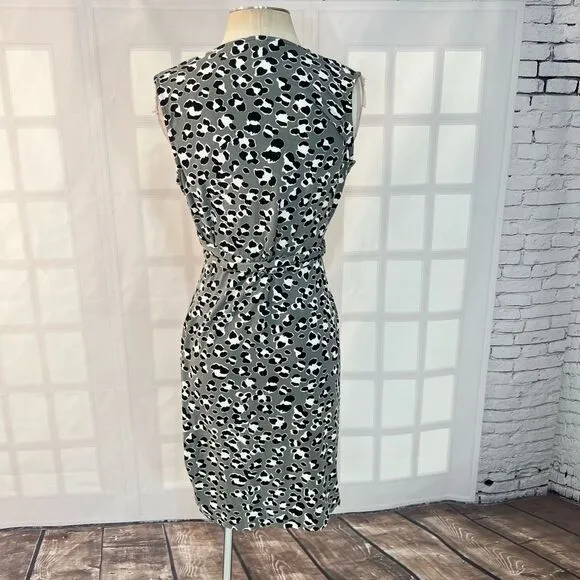 Diane Von Furstenberg new yahzi short true wrap gray cheetah print dress