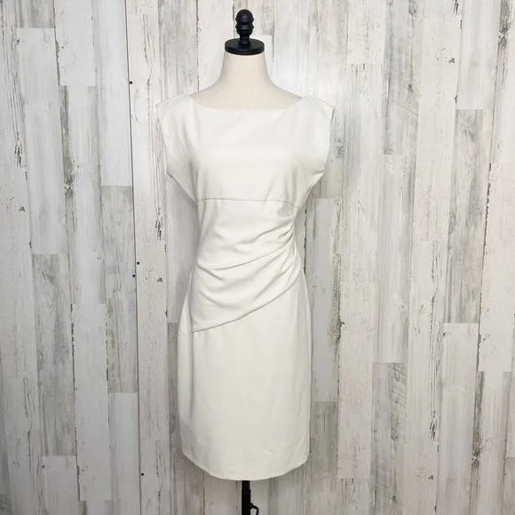 Diane Von Furstenberg Womens Jori Dress Size 10 Cream Classic Career Ruched