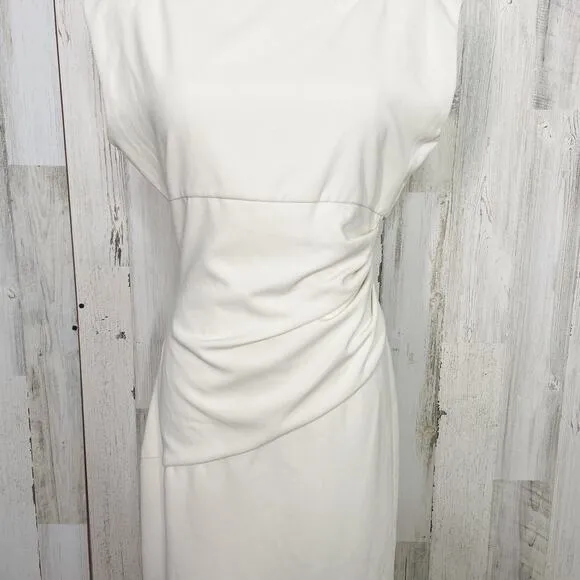 Diane Von Furstenberg Womens Jori Dress Size 10 Cream Classic Career Ruched