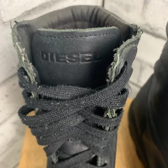 Diesel Butch Black Leather Lace Up Chucky Sole Y2K Combat Boots