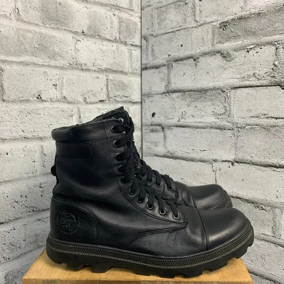 Diesel Butch Black Leather Lace Up Chucky Sole Y2K Combat Boots