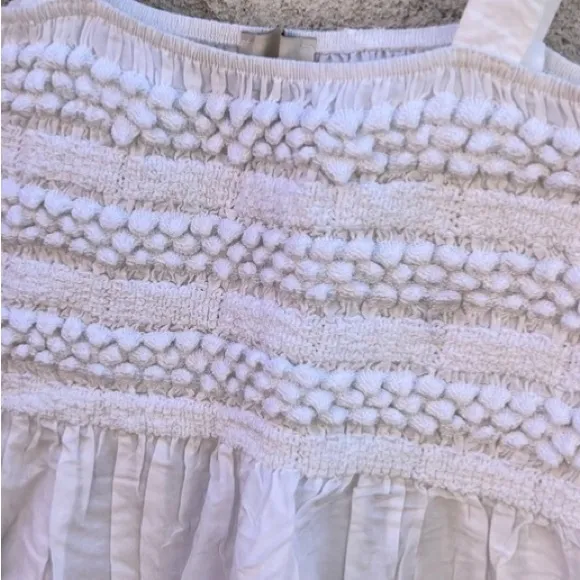 DIXIE Poplin Crochet Midi White Dress Size Small