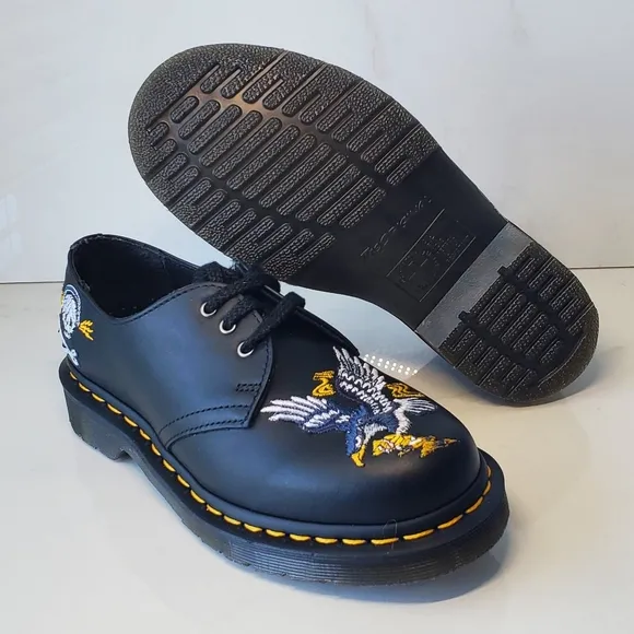 Doc Martens 1461 Souvenir Embroider Patch Skull Leather Shoes