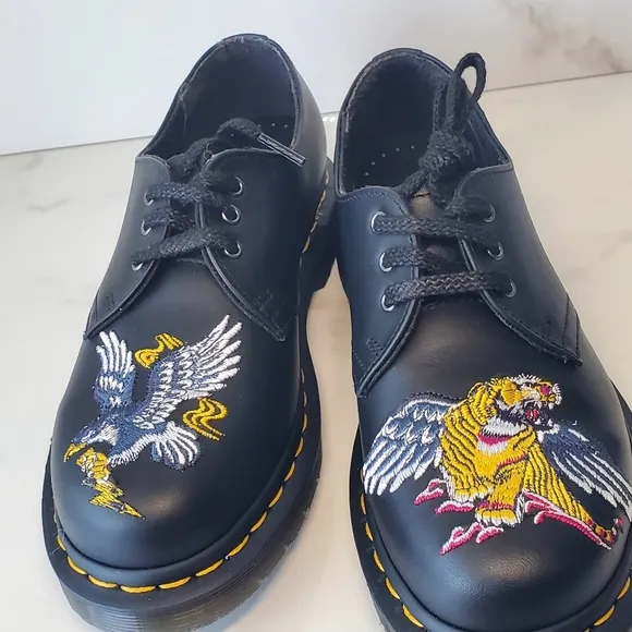 Doc Martens 1461 Souvenir Embroider Patch Skull Leather Shoes