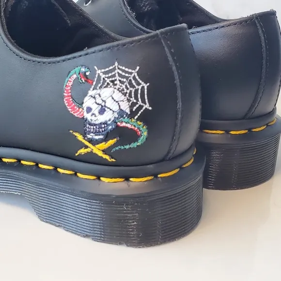 Doc Martens 1461 Souvenir Embroider Patch Skull Leather Shoes