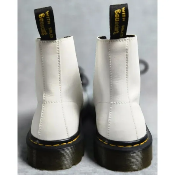 Doc Martens White 1460 Womens 8-Eye Boots Smooth Leather Lace Up Size 7