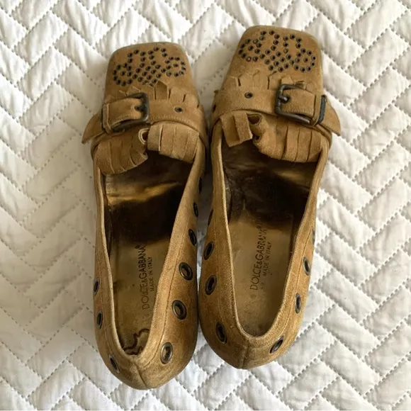 Dolce &amp; Gabbana vintage Suede square toed pumps, 39