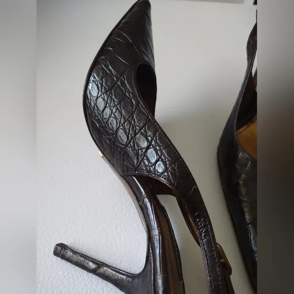 DOLCE GABBANA DARK BROWN SLINGBACK PUMP'S POINTED