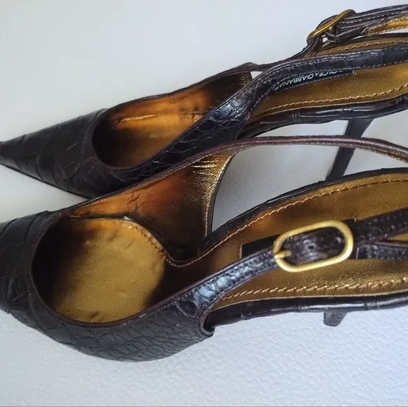 DOLCE GABBANA DARK BROWN SLINGBACK PUMP'S POINTED