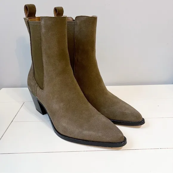 Dolce Vita Shadie H2O Western Bootes Army Green Suede Size 7