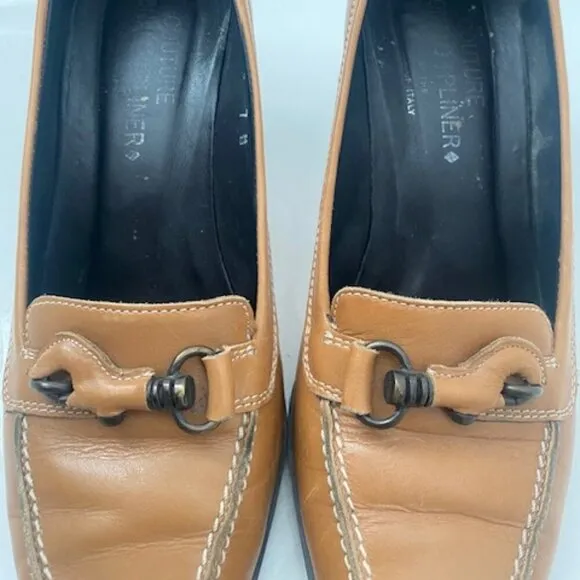 DONALD J. PLINER Italian Leather &quot;Rapid&quot; Tan/Camel Pump Heel Shoes 7