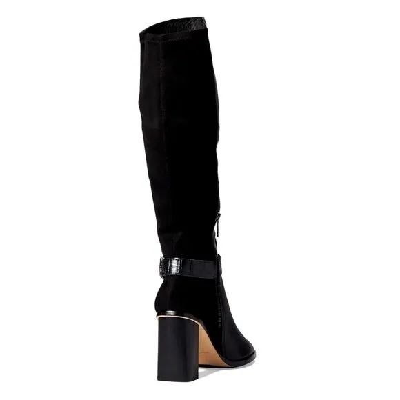 Donald Pilner Women's Moriah Black Leather Knee High Boots Size 8m