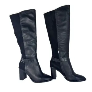 Donald Pilner Women's Moriah Black Leather Knee High Boots Size 8m