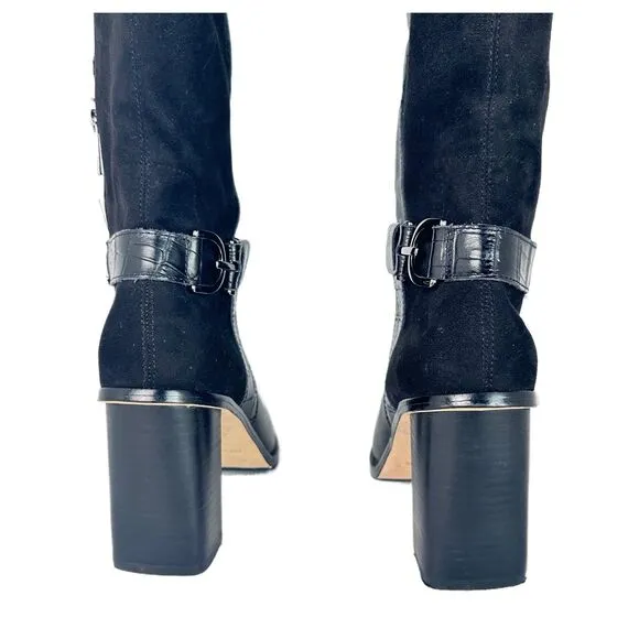 Donald Pilner Women's Moriah Black Leather Knee High Boots Size 8m