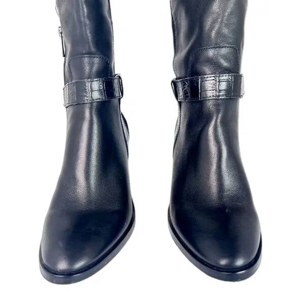 Donald Pilner Women's Moriah Black Leather Knee High Boots Size 8m