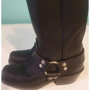 Double H Harness Boots Men 7.5 M Pull On Biker Black Leather Motorcycle   N11220