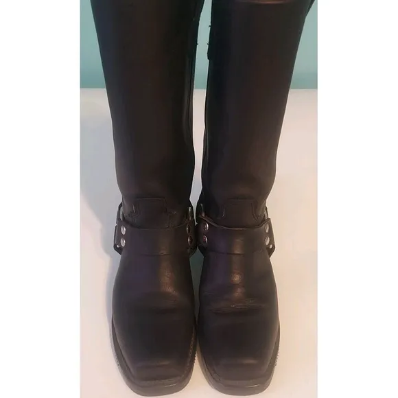 Double H Harness Boots Men 7.5 M Pull On Biker Black Leather Motorcycle   N11220