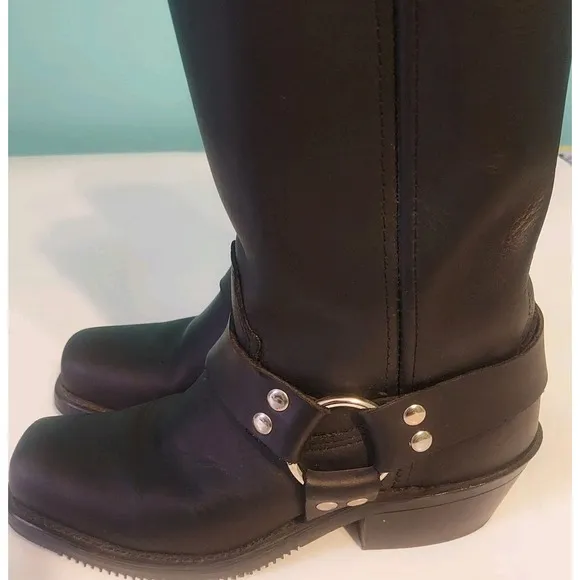 Double H Harness Boots Men 7.5 M Pull On Biker Black Leather Motorcycle   N11220