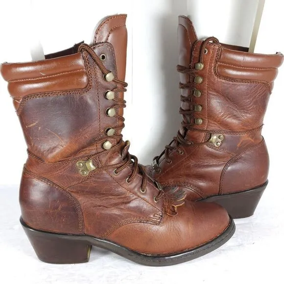Double H Women's Opanka US8M Brown Full Grain Leather Roper Packer Boots