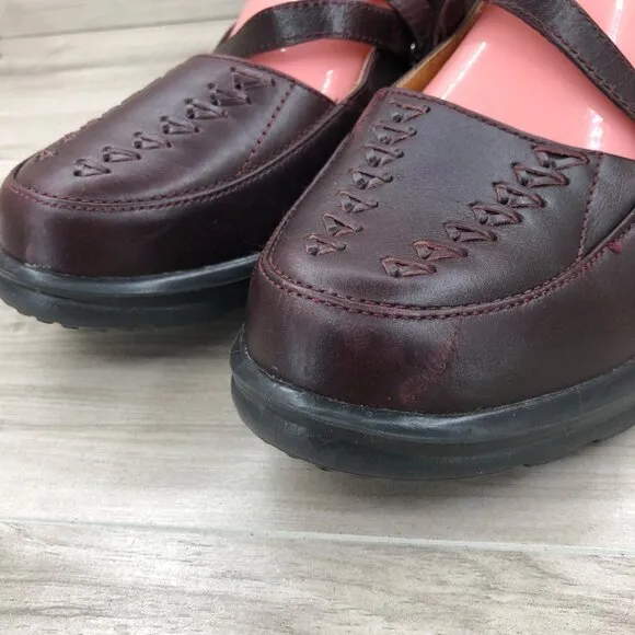 Dr. Comfort Mary Jane Shoes Women's 9 Betsy Burgundy Leather Hook and Loop Ortho