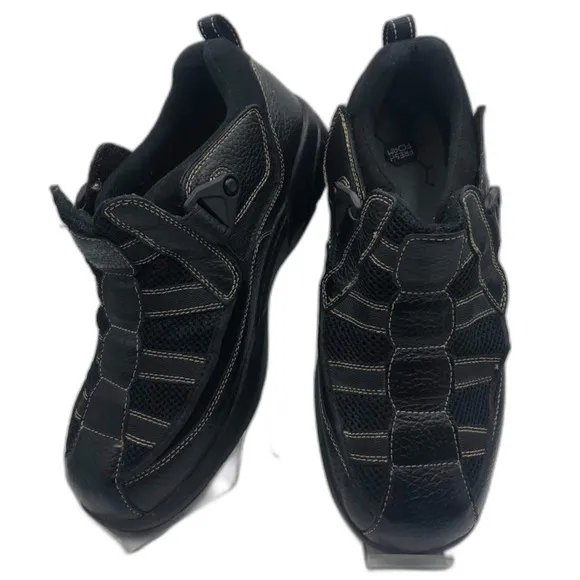 Dr Comfort Men's Black Diabetic Comfort Casual Fisherman Shoes Size 11W Slip On