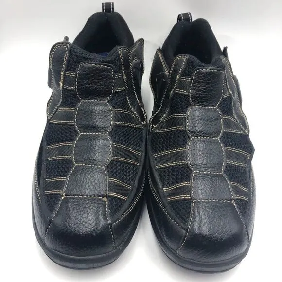 Dr Comfort Men's Black Diabetic Comfort Casual Fisherman Shoes Size 11W Slip On