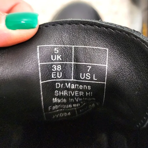 Dr. Marten Shriver Black Leather Boots Size 7