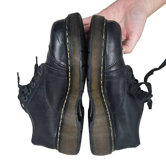 Dr. Martens 10960 Black Leather Oxford Platform Cap Toe Shoes Womens Size 10