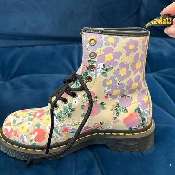 Dr. Martens / 1460 Floral Mash Up Backhand Boots / Size 5