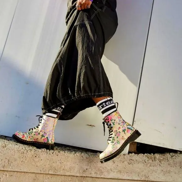 Dr. Martens / 1460 Floral Mash Up Backhand Boots / Size 5