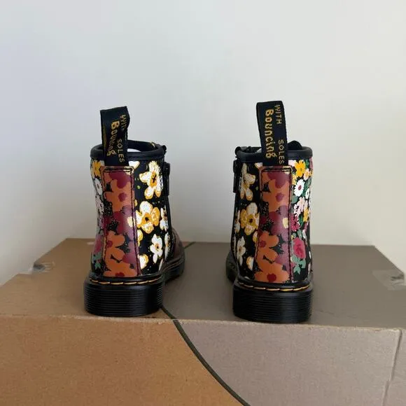 Dr. Martens 1460 Floral Mash Up Leather Lace Up Toddler Boots - SZ 7 C