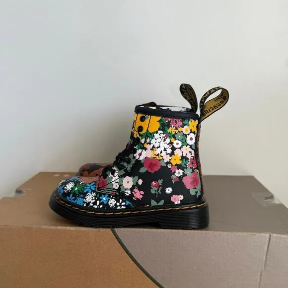 Dr. Martens 1460 Floral Mash Up Leather Lace Up Toddler Boots - SZ 7 C