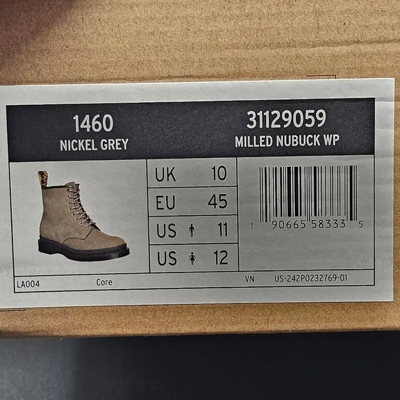 DR. MARTENS 1460 MILLED NUBUCK LEATHER LACE UP BOOTS