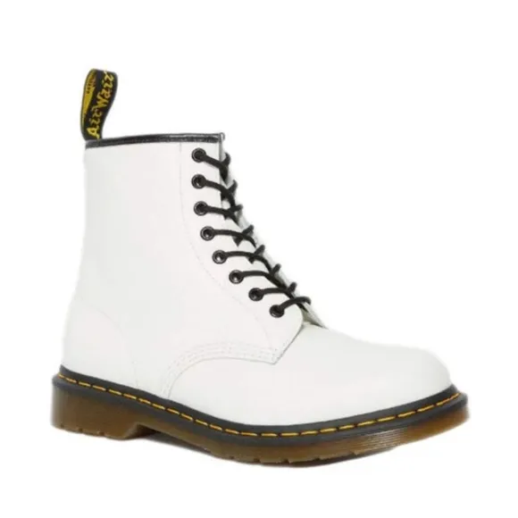 Dr. Martens 1460 White Leather Ankle Boots Size 10