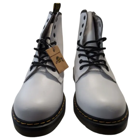 Dr. Martens 1460 White Leather Ankle Boots Size 10
