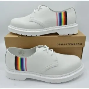 Dr Martens 1461 Womens Size 10 Pride Rainbow Derby White Leather LGBTQ  Shoes
