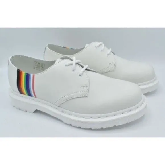 Dr Martens 1461 Womens Size 10 Pride Rainbow Derby White Leather LGBTQ  Shoes