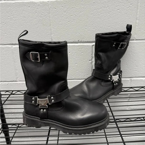 Dr Martens Anistone Hi Leather Biker Boots