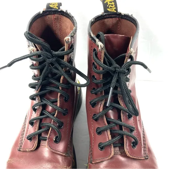 Dr. Martens  Combat Boots 7 Cherry Distressed Bouncing Soles 11821 Air Wair