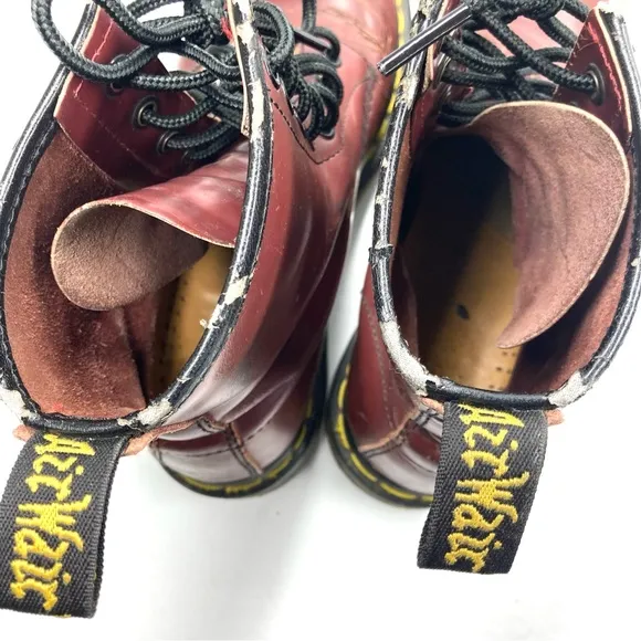 Dr. Martens  Combat Boots 7 Cherry Distressed Bouncing Soles 11821 Air Wair