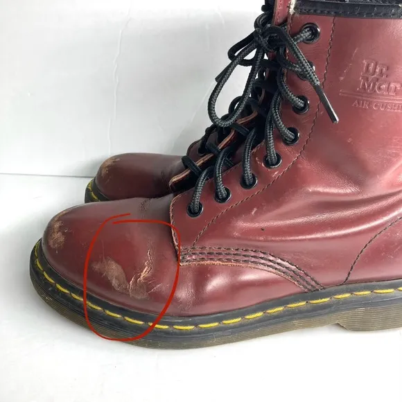 Dr. Martens  Combat Boots 7 Cherry Distressed Bouncing Soles 11821 Air Wair