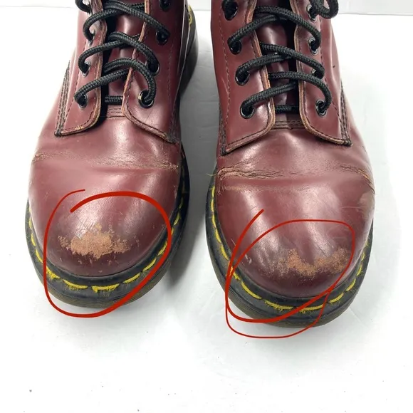 Dr. Martens  Combat Boots 7 Cherry Distressed Bouncing Soles 11821 Air Wair